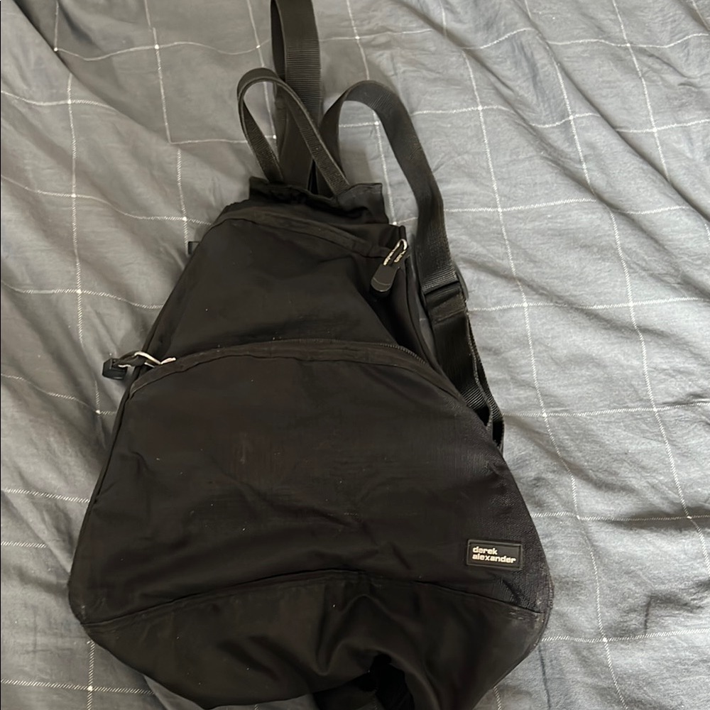 Derek Alexander Black Nylon Sling Backpack Crossbody Bag